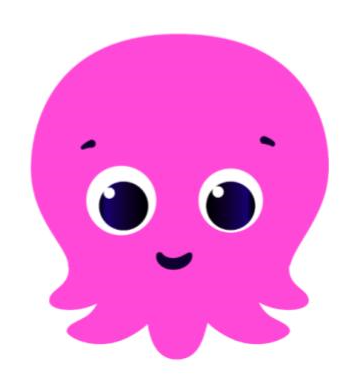 A pink cartoon octopus